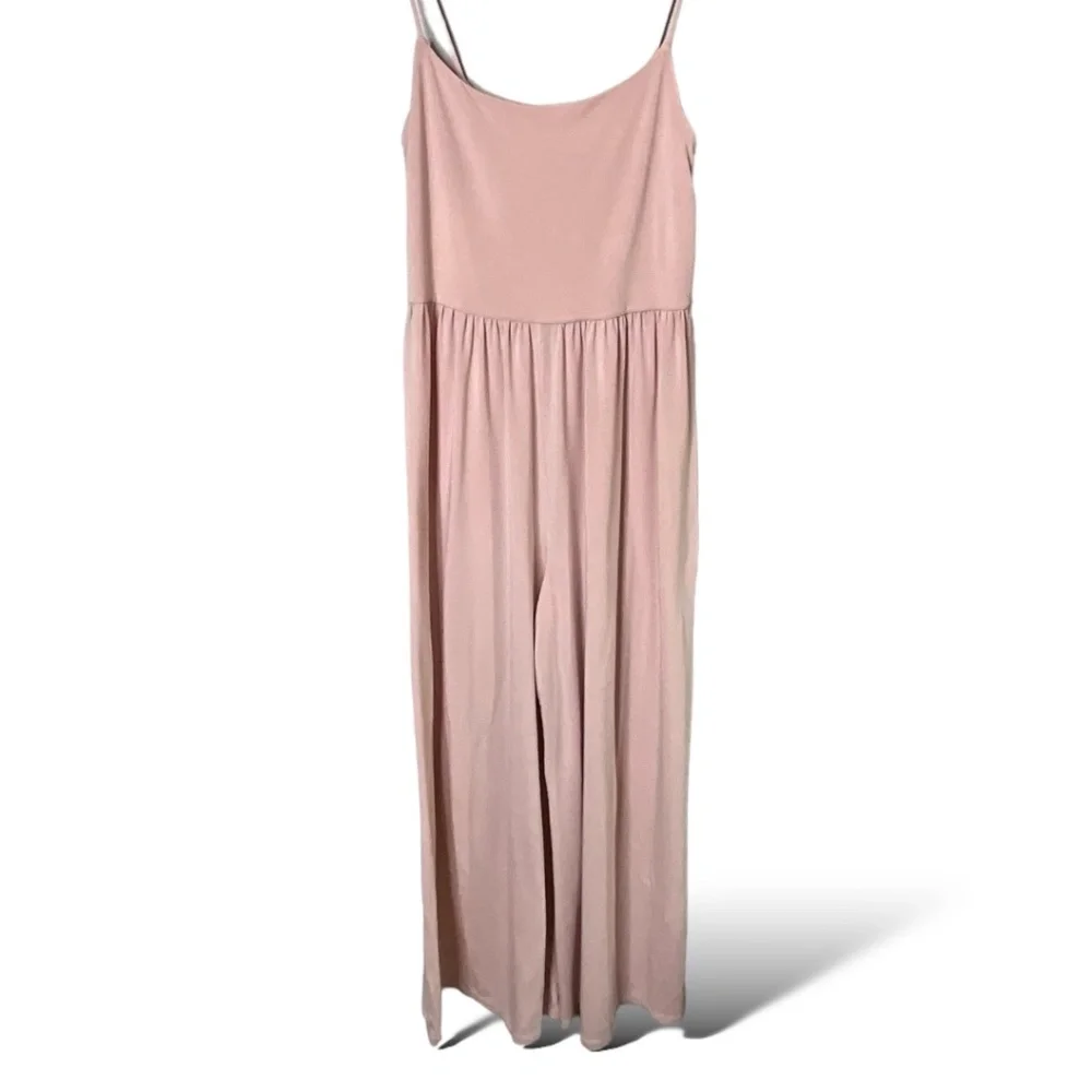 EUC Aritzia Baby Pink Spaghetti Strap Wide Leg Jumpsuit with Pockets!! - Picture 2 of 9
